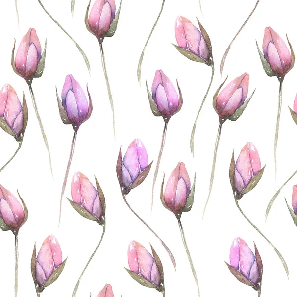Patrón floral inconsútil con brotes de flores tiernas rosadas —  Fotos de Stock