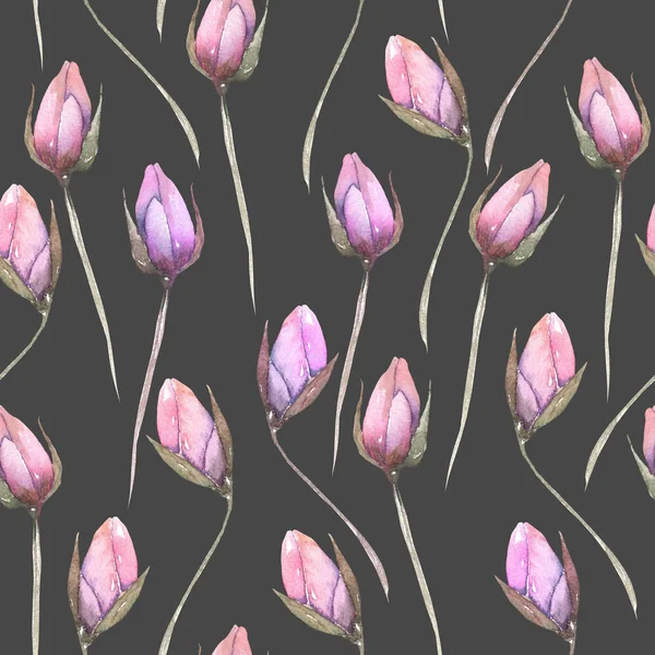 Seamless floral pattern with pink tender flower buds — Stock Photo, Image