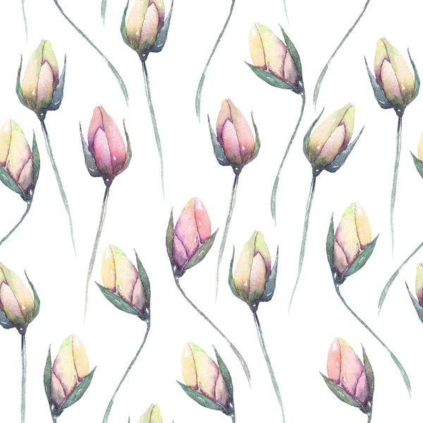 Pembe ihale çiçek tomurcukları ile sorunsuz çiçek desenli — Stok fotoğraf