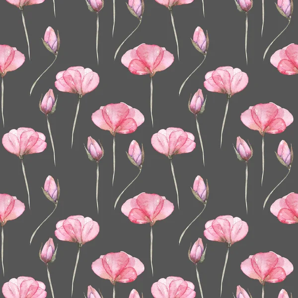 Nahtloses Blumenmuster mit rosa zarten Blüten — Stockfoto
