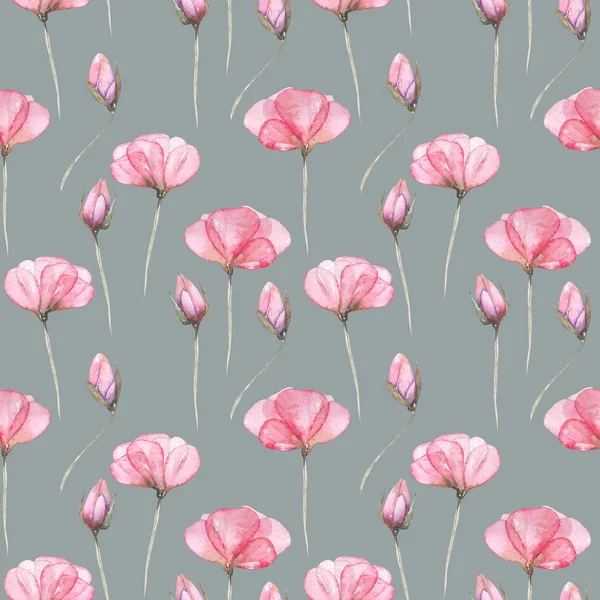Nahtloses Blumenmuster mit rosa zarten Blüten — Stockfoto
