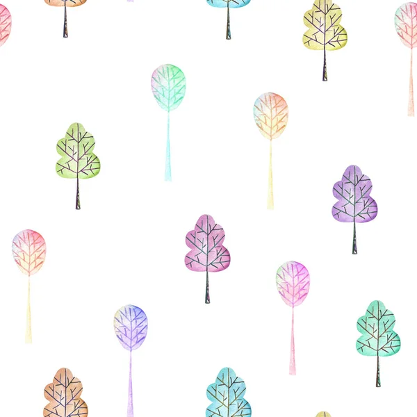 Безшовний квітковий візерунок з простими різнокольоровими деревами — стокове фото