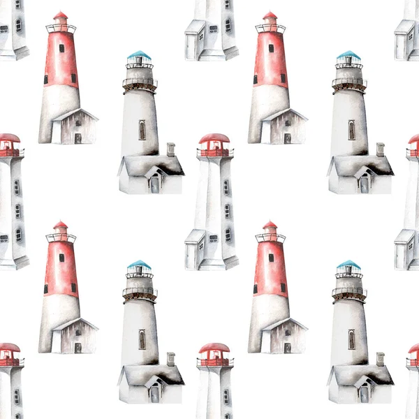 Безшовний візерунок з акварельними маяками — стокове фото