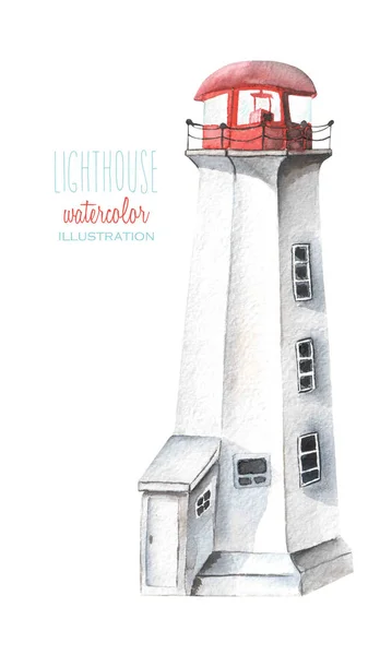 Illustration mit Aquarell-Leuchtturm — Stockfoto