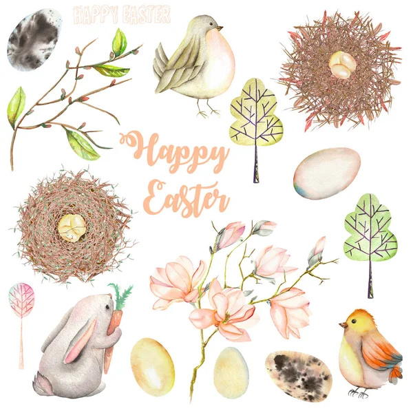 Set, collection of watercolor Easter illustrations — Stock Photo, Image