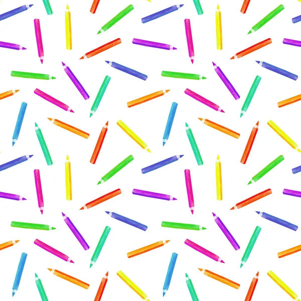 Sulu boya renk kalemler ile Seamless Modeli — Stok fotoğraf