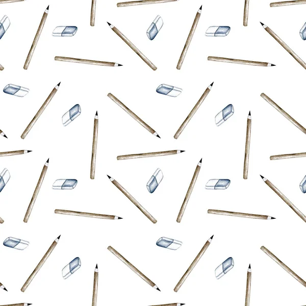 Varrat nélküli mintát akvarell egyszerű ceruza és radír — Stock Fotó