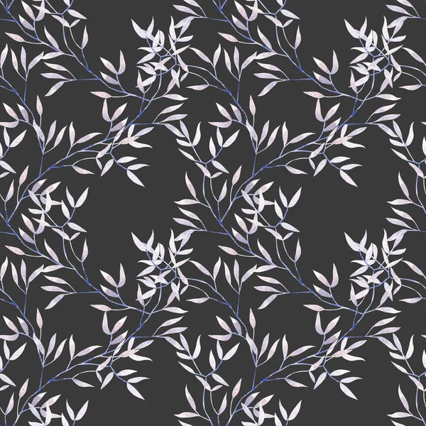 Seamless floral pattern with watercolor purple tree branches — Stock Photo, Image