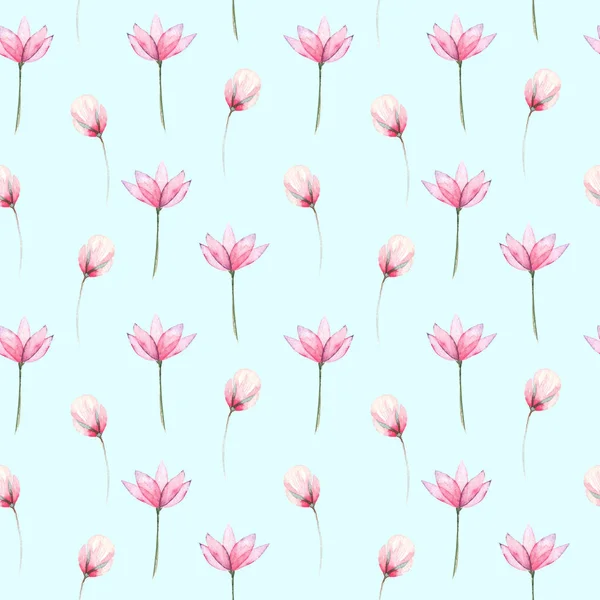 Patrón floral sin costuras con flores rosadas tiernas — Foto de Stock