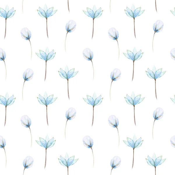 ブルーの柔らかい花のシームレス花柄 — ストック写真