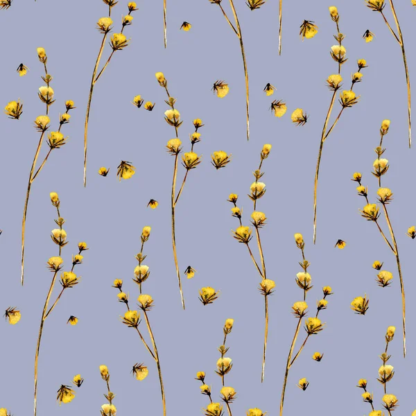 Seamless floral pattern with yellow dry flowers — Stock Photo, Image