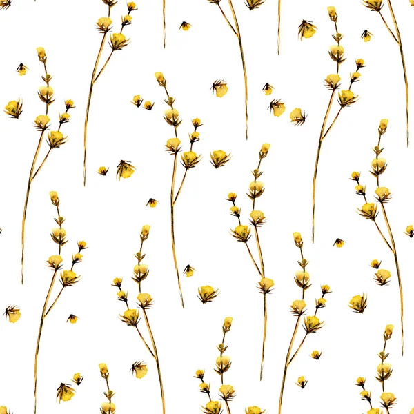 Sömlös blommönster med gula torra blommor — Gratis stockfoto