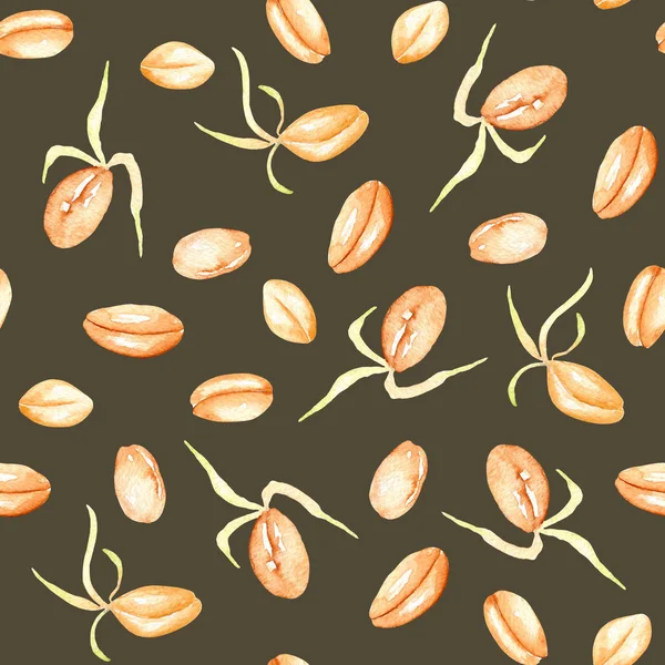 Nahtloses Muster mit gekeimten Weizenkörnern — Stockfoto