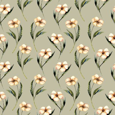 Sulu boya pembe çiçekler ile sorunsuz çiçek desenli