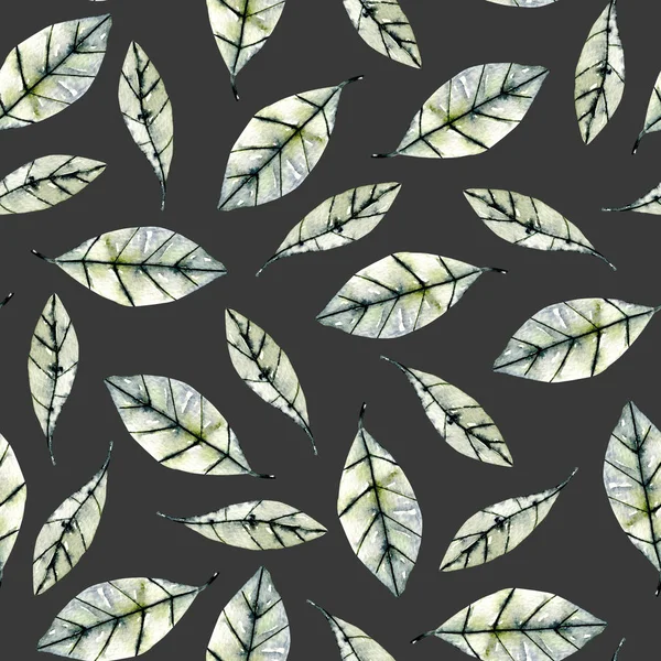 Безшовний квітковий візерунок з акварельним зеленим листям — стокове фото