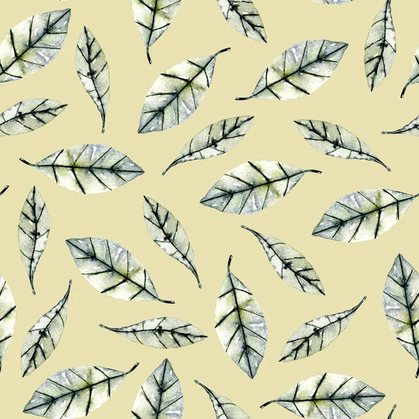Απρόσκοπτη floral μοτίβο με ακουαρέλα πράσινα φύλλα — Φωτογραφία Αρχείου