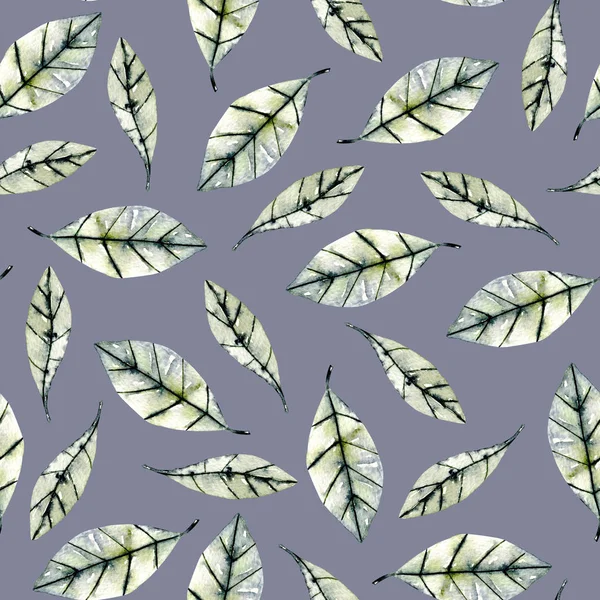 Цветочный узор с акварелью зеленых листьев — стоковое фото