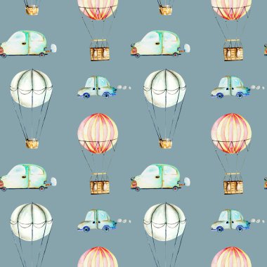 Suluboya hava balonları ve araba ile Seamless Modeli