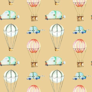 Suluboya hava balonları ve araba ile Seamless Modeli