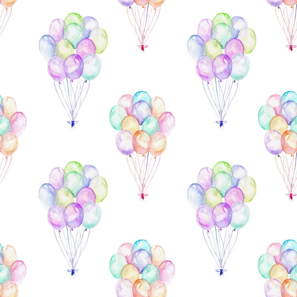 Naadloze patroon met aquarel bundel van ballonnen — Stockfoto