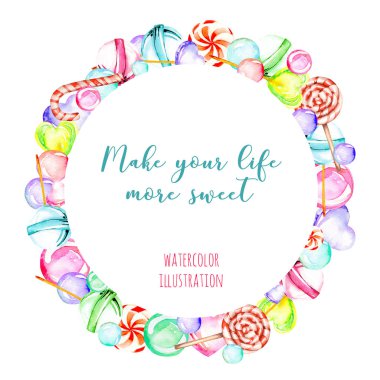 Çelenk, suluboya şeker ve şeker ile daire kare