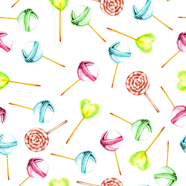 Seamless pattern with watercolor lollipop — Stock Photo, Image