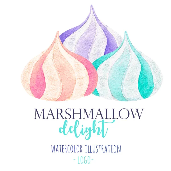 Ilustração marshmallow aquarela, para uso em um logotipo, sinal, símbolo — Fotografia de Stock