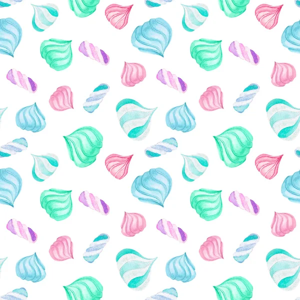 Seamless pattern with watercolor marshmallow — Stock Image Seamless pattern with watercolor marshmallow Royalty Free Stock Images
