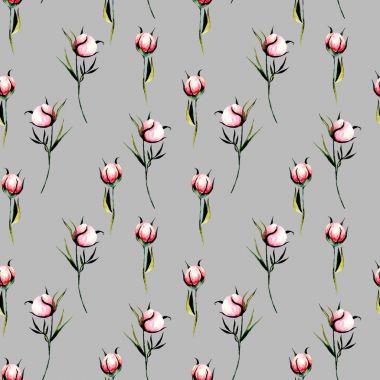 Pembe Şakayık ile sorunsuz çiçek desenli çiçek tomurcukları