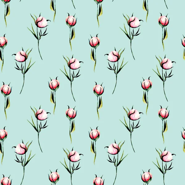 Motif floral sans couture avec boutons roses de fleurs pivoines — Photo