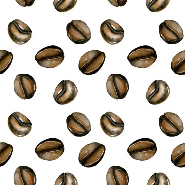 Suluboya kahve çekirdekleri ile Seamless Modeli