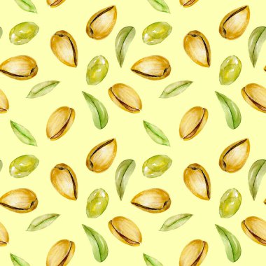 Suluboya Antep fıstığı elemanları ile Seamless Modeli