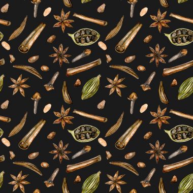 Suluboya baharat (tarçın, anason, rezene, kakule ve karanfil ile Seamless Modeli)