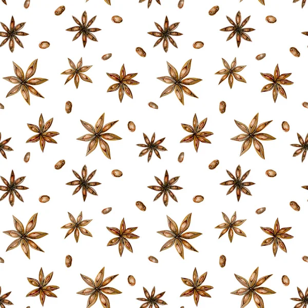 Model fără sudură cu stele anason acuarelă — Fotografie, imagine de stoc