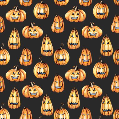 Suluboya Halloween pumpkins ile Seamless Modeli