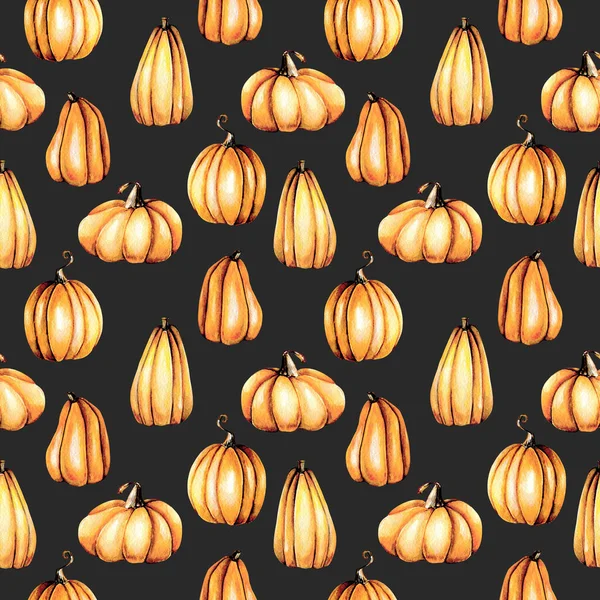 Seamless pattern with watercolor pumpkins — Stock Photo, Image