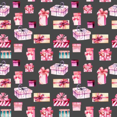 Sulu boya pembe hediye kutuları ile Seamless Modeli