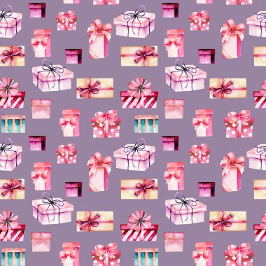 Sulu boya pembe hediye kutuları ile Seamless Modeli