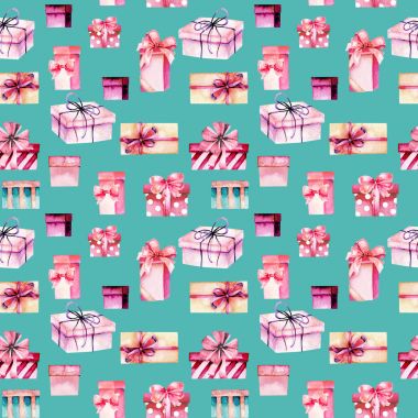 Sulu boya pembe hediye kutuları ile Seamless Modeli