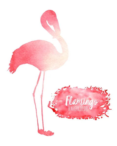 Ilustracja akwarela czerwony sylwetka flamingo — Zdjęcie stockowe