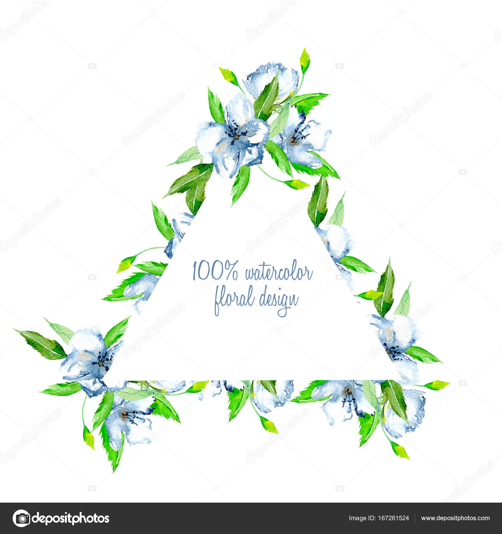 Bordure De Cadre Triangulaire Avec Simples Aquarelles Fleurs