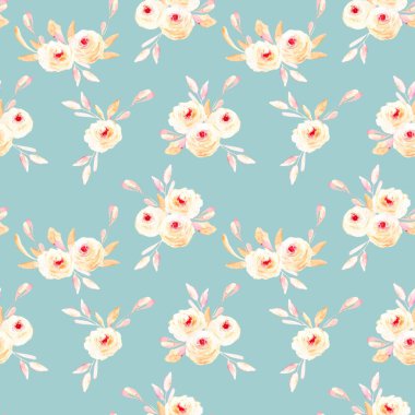 Pembe suluboya çiçek posies ile sorunsuz çiçek desenli