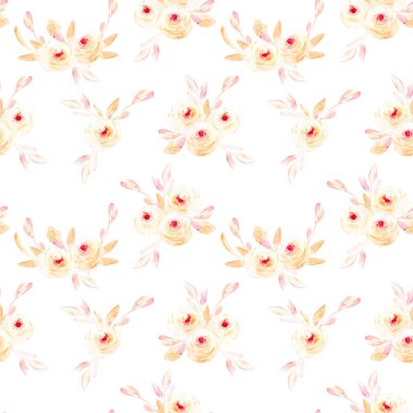 Pembe suluboya çiçek posies ile sorunsuz çiçek desenli