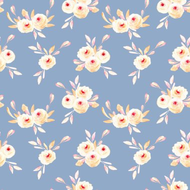 Pembe suluboya çiçek posies ile sorunsuz çiçek desenli