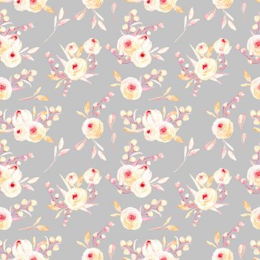 Pembe suluboya çiçek posies ile sorunsuz çiçek desenli