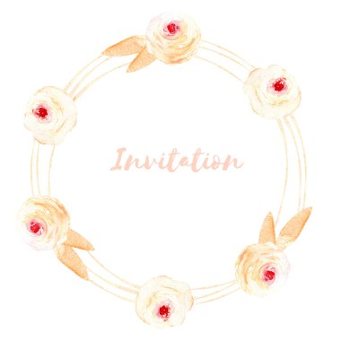 Daire kare, çelenk, pembe Gül ve krem yaprakları