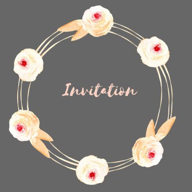 Daire kare, çelenk, pembe Gül ve krem yaprakları