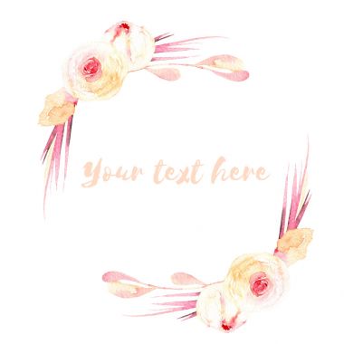 Çerçeve kenarlığı, pembe ve krem gül çelenk