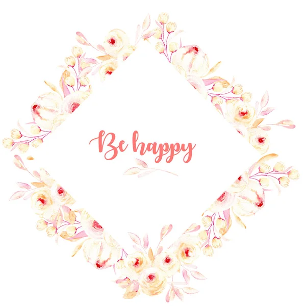 Rhombus çerçeve suluboya pembe Güllü