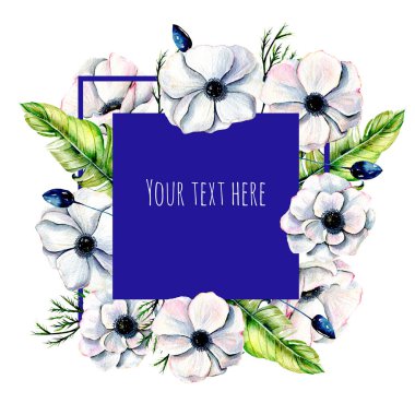 Suluboya çerçeve çiçek şekil; afiş, poster, davetiye kartları tasarımı